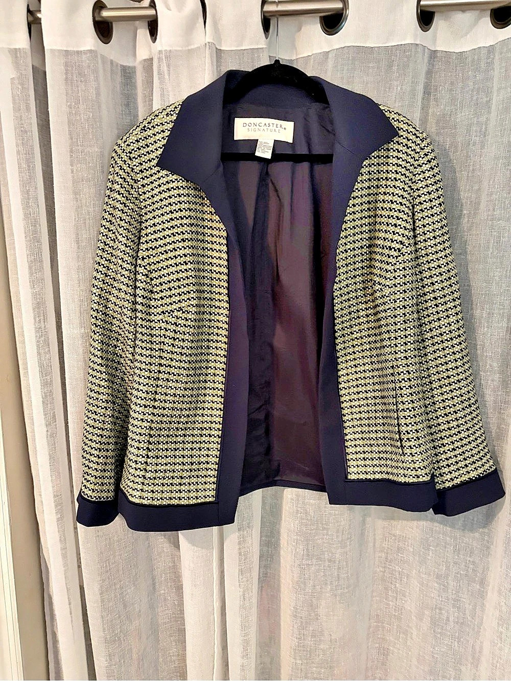 Vintage Doncaster Signature Silk Tweed Jacket Women’s 18W Green Navy Blazer